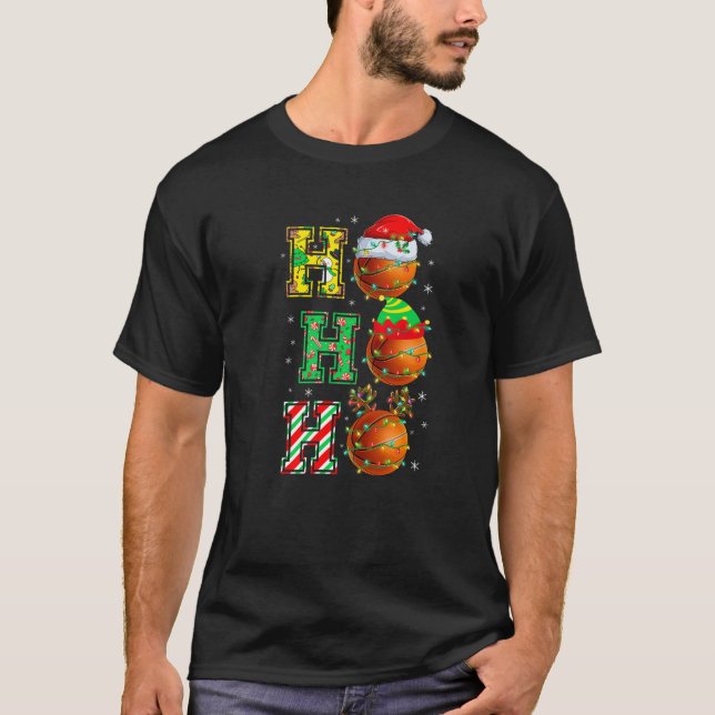 Camiseta HOHOHO Santa Elf Reindeer Basketball Balls Christm (Frente)