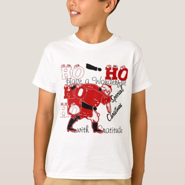Camiseta HOHOHO tem um maravilhoso Natal com gratidão (Frente)