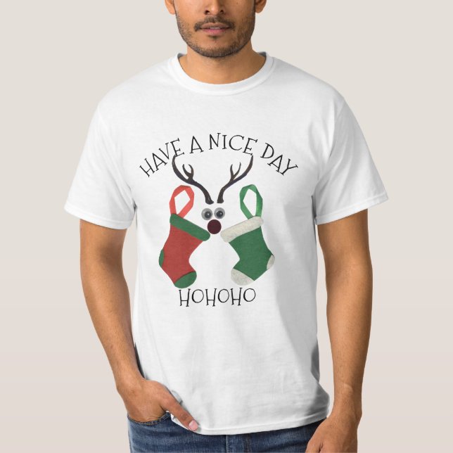Camiseta HOHOHO! Tenha um belo dia de Natal com compaixão (Frente)
