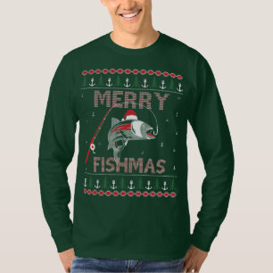 Camiseta HoHoHoHo de Natal Feio de Fishmas feliz.