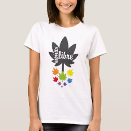 Camiseta Hoja colores arcoiris espíritu libre. Vector plant