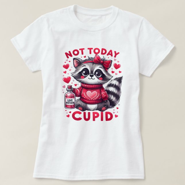 Camiseta Hoje Não É Design De Cupid Raccoon (Frente do Design)