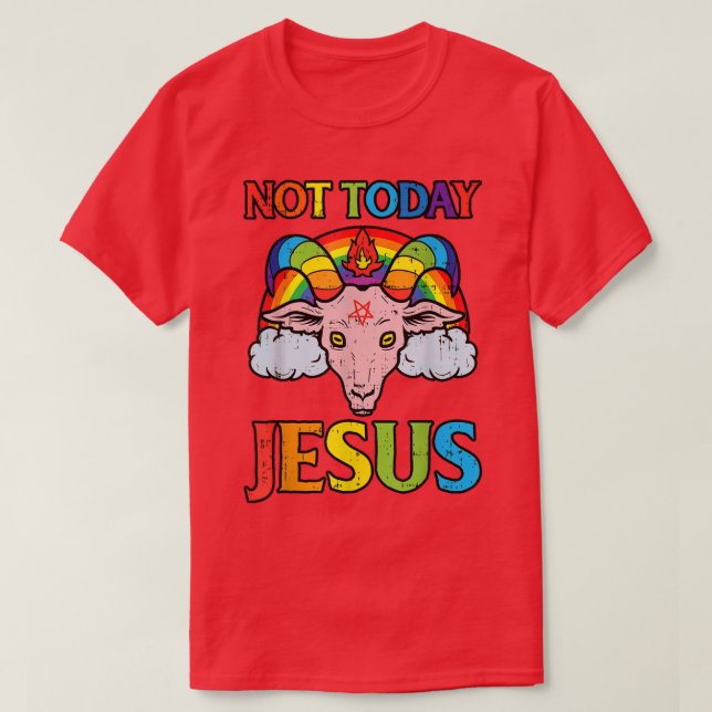Camiseta hoje não é jesus satã arco-íris satanis satanis (Frente do Design)