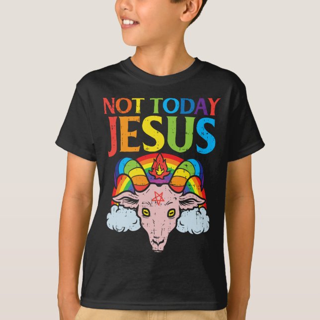 Camiseta Hoje Não é Jesus Satã Capata Satanás o Arco-Íris S (Frente)