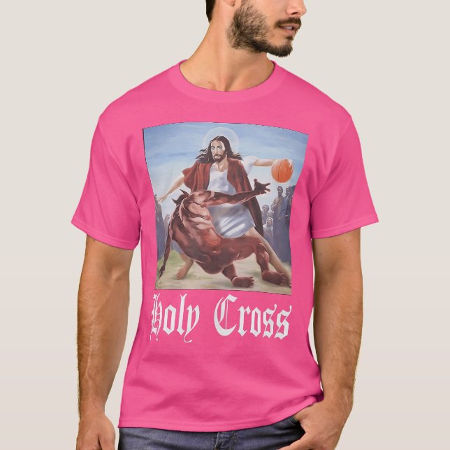 Camiseta Hoje não é Satã Jesus Crossover Basquete Sagrado C (Frente)
