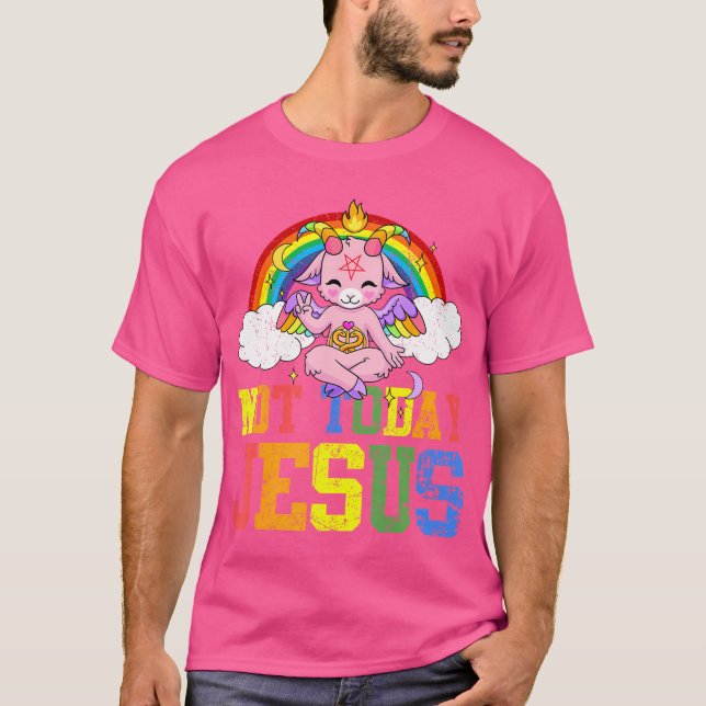 Camiseta Hoje Não Jesus Fofo Bonito Lbggt Satã (Frente)