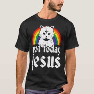 Camiseta Hoje não Jesus Rainbow Satânico Gótico concerto de