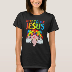 Camiseta Hoje Não Jesus Satan Bode Satânico Arco-íris Satan