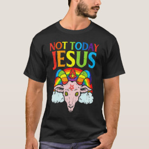 Camiseta Hoje Não Jesus Satanás Bode Satanismo Arco-íris Sa
