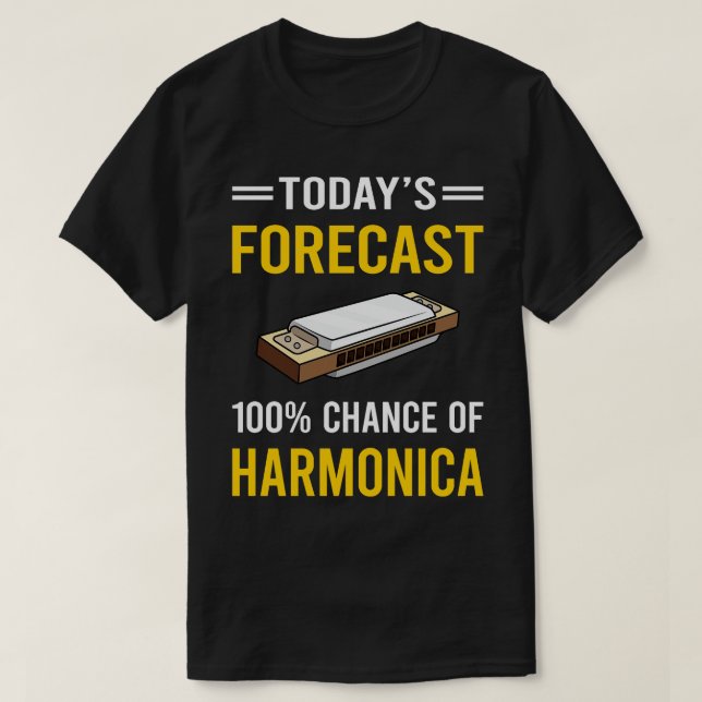 Camiseta Hoje Previsão do Órgão Harmonica de Boca (Frente do Design)