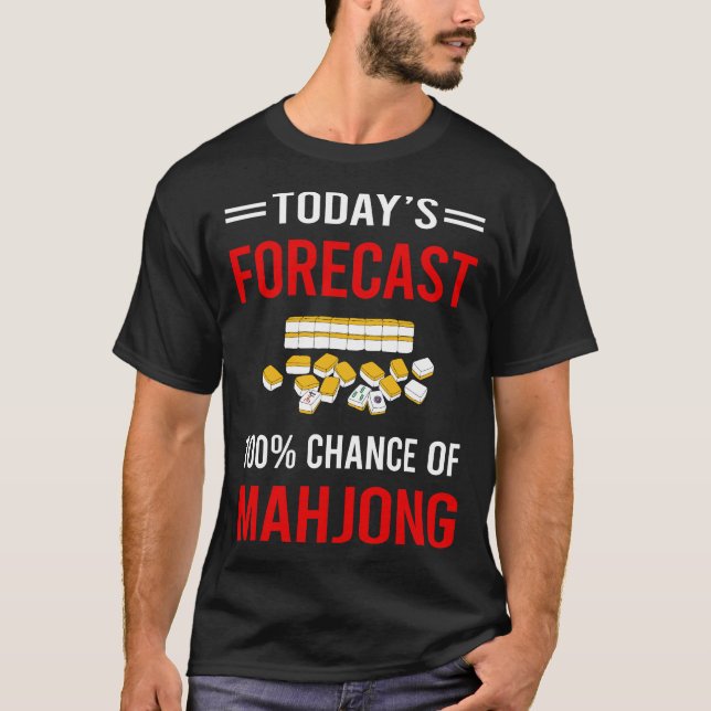 Camiseta Hoje Previsão Mahjong Majong Mah Jong Mah Jongg (Frente)