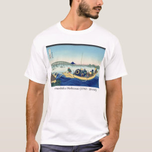 Camiseta Hokusai em Monte Fuji, - por do sol através do