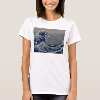 Camiseta Hokusai encontra Fibonacci, relação dourada