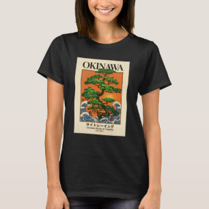 Camiseta Hokusai Grande Onda Retro Japonês Arte Bonsai de O
