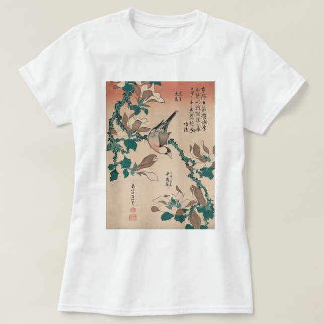 Camiseta Hokusai Java Sparrow na Galeria MagnoliaHD (Frente do Design)