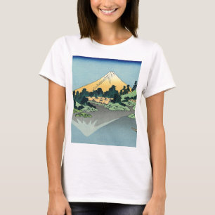 Camiseta Hokusai Monte Fuji reflete no lago Kawaguchi