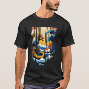 Camiseta Hokusai O excelente Kaiju de Kanagawa Vintage Japã
