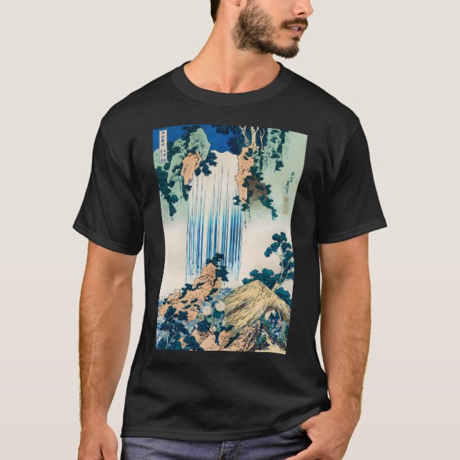 Camiseta Hokusai Waterfall Art Japonês Retro (Frente)