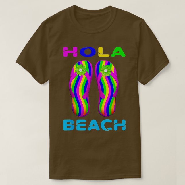 Camiseta Hola Beach Funny Beach VacSummer, chinelos (Frente do Design)