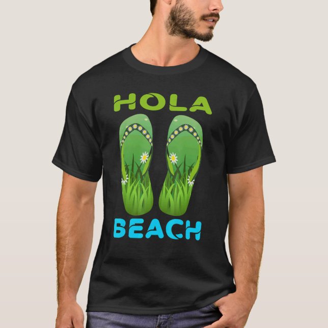 Camiseta Hola Beach Vacation Summer Chinelos 14 (Frente)
