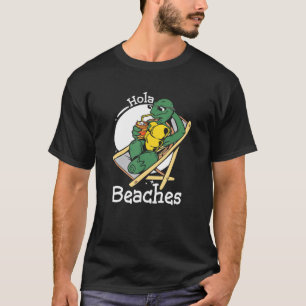Camiseta Hola Beaches Engraçada Tartaruga Melancia Summer V
