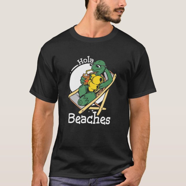 Camiseta Hola Beaches Engraçada Tartaruga Melancia Summer V (Frente)