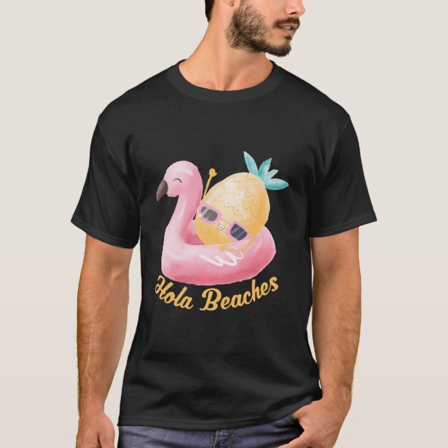 Camiseta Hola Beaches Engraçado Summer Break Aloha Pineappl (Frente)