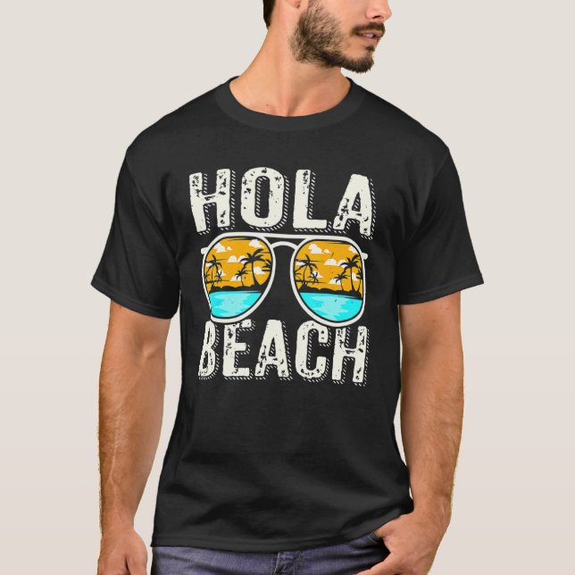 Camiseta Hola Beaches Óculos de sol Aloha Beach Summer Fami (Frente)