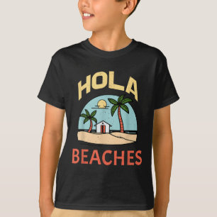 Camiseta Hola Bebe Férias de Praia Engraçadas Retro Sunset