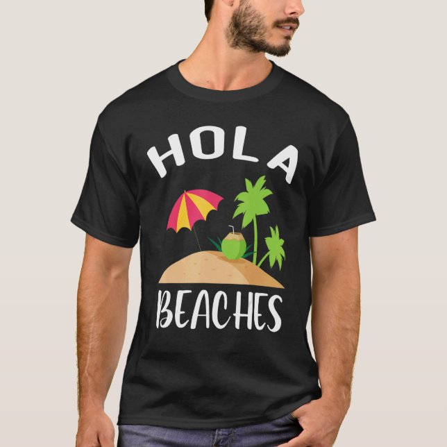 Camiseta Hola Coconut Beaches No Castelo Sunset Na Areia (Frente)