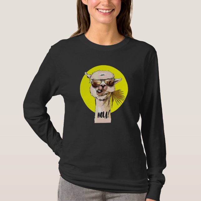 Camiseta Hola Llama Fazenda Cute Llama (Frente)