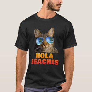Camiseta Hola Praias Engraçadas Cat Férias Praia Verão