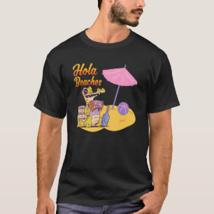 Camiseta Hola Praias Engraçadas Férias de Verão Alligator d