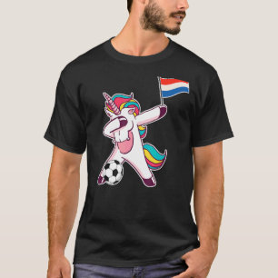 Camiseta Holanda Futebol Holandês Flag Dabbing Unicorn
