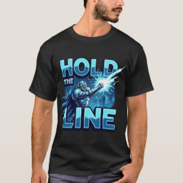 Camiseta Hold The Line Futuristic Hero Gaming Motivation