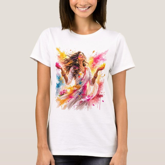 Camiseta Holi Festival Woman Watercolor (Frente)