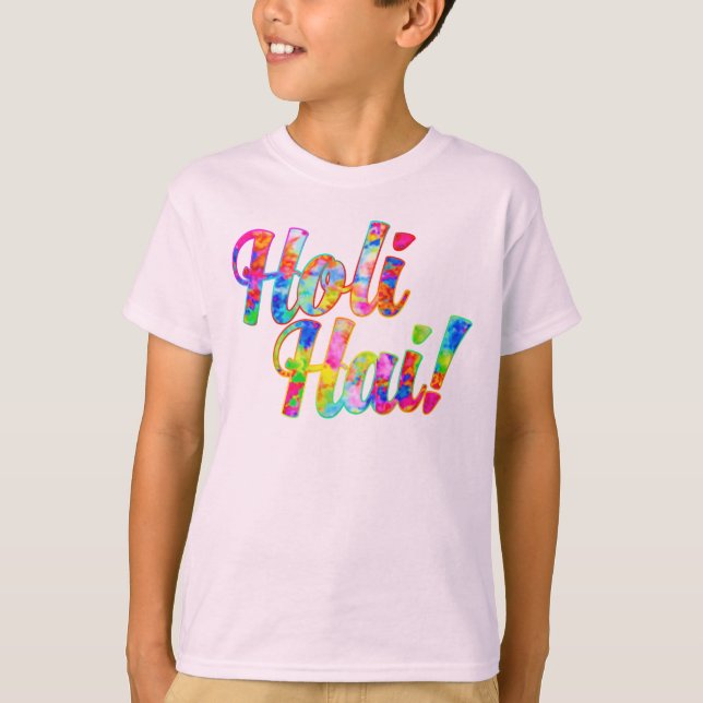 Camiseta Holi Hai! - Espalhe a mensagem de Holi (Frente)