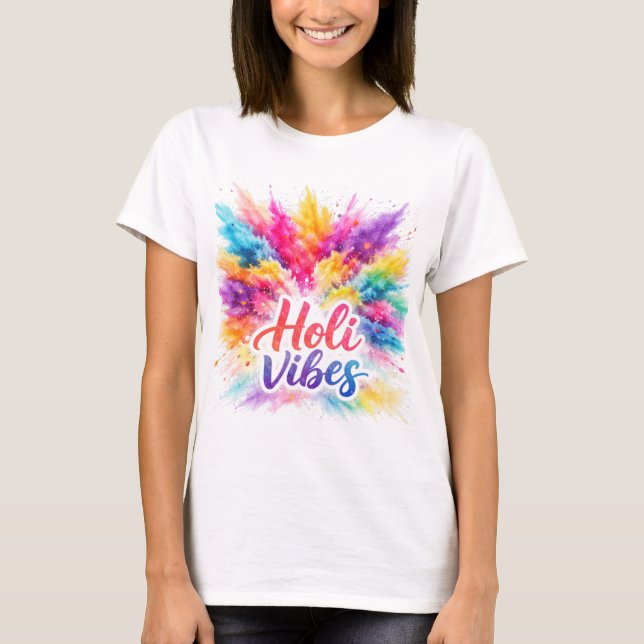 Camiseta Holi Vibes Colorful Watercolor Splash Art (Frente)