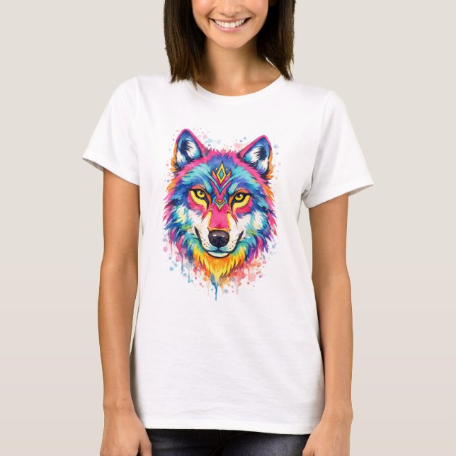 Camiseta Holi Wolf Aquarell T-Shirt - Blau (Frente)