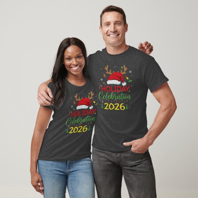 Camiseta Holiday 2026 Festive Reindeer Santa Magic (Unissex)