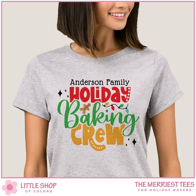 Camiseta Holiday Baking Crew Personalized Family Christmas (Criador carregado)