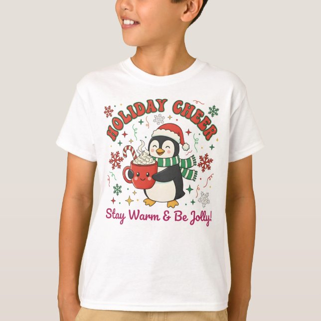 Camiseta Holiday Cheer Penguin  (Frente)