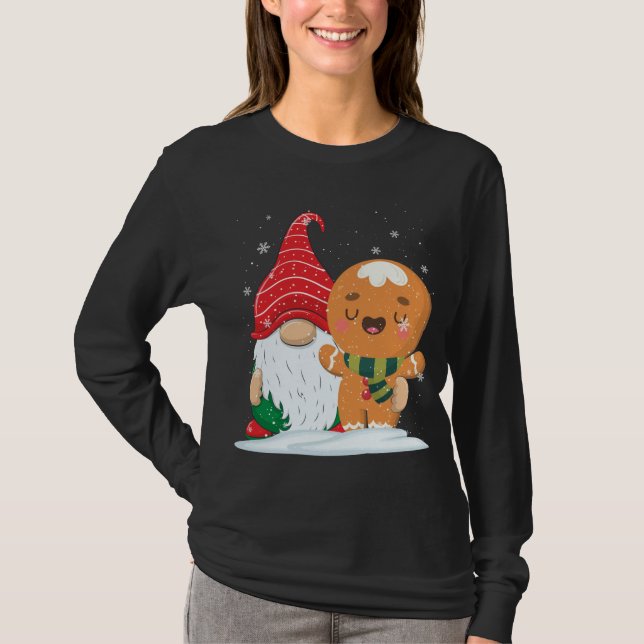 Camiseta Holiday Gnomo com Candy Cane e Gingercake Chri (Frente)