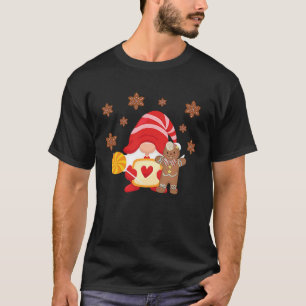 Camiseta Holiday Gnomo Com Gingerpão E Cane De Candy Chri