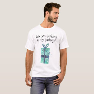 Camiseta Holiday Humor Olhando para o meu pacote