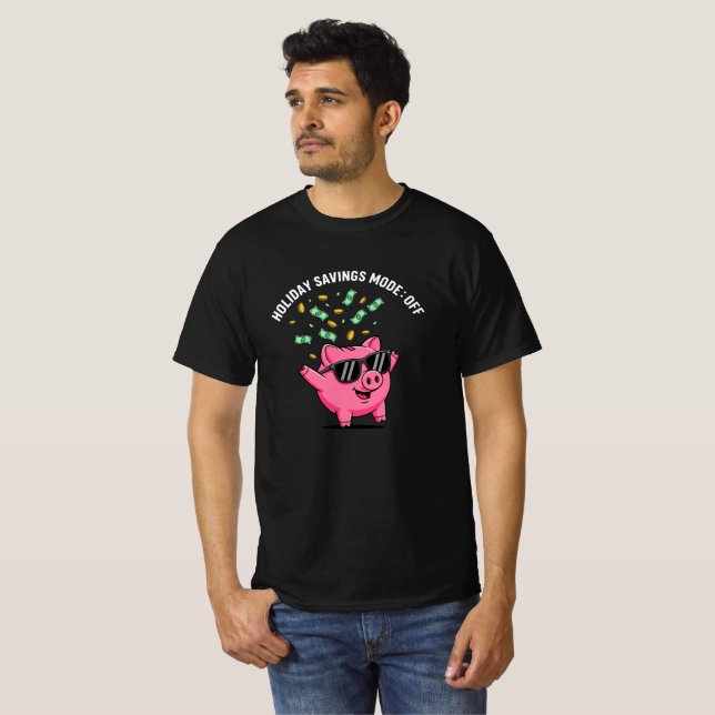 Camiseta Holiday Savings Mode: OFF – Funny Christmas Pig (Frente Completa)
