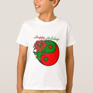 Camiseta Holiday Yin Yang Poinsettia Green Red