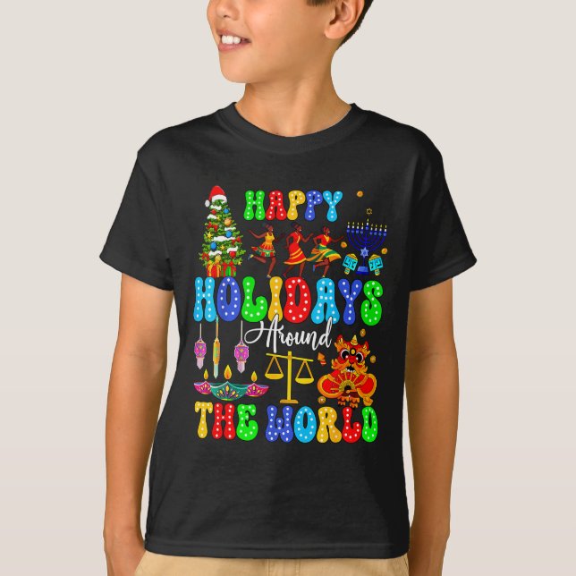 Camiseta Holidays Around World Xmas Hanukkah Kwanzaa Diwali (Frente)