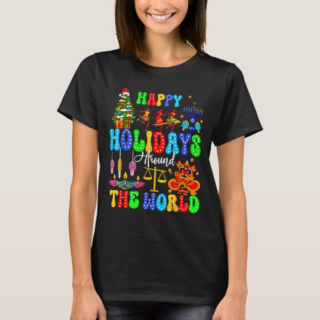 Camiseta Holidays Around World Xmas Hanukkah Kwanzaa Diwali (Frente)