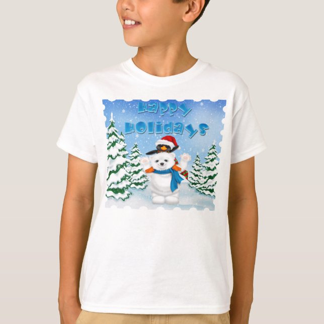 Camiseta Holidays Polar Bear Penguin Kid Long Sleeve T (Frente)